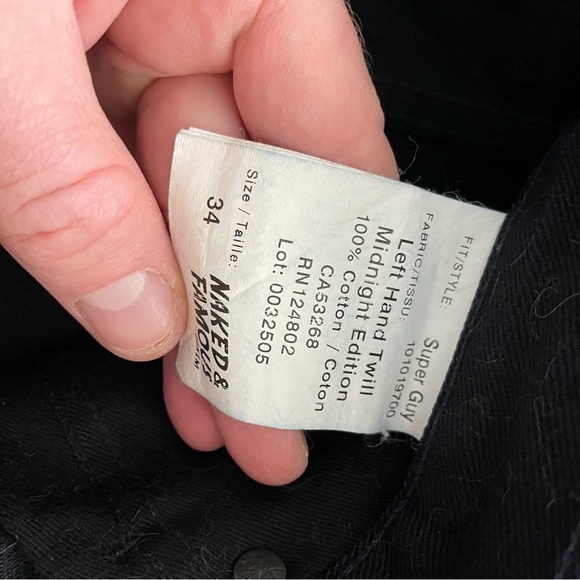 Naked and Famous Left Hand twill midnight. Tag size 34, inseam 34.25”. - Picture 4 of 7
